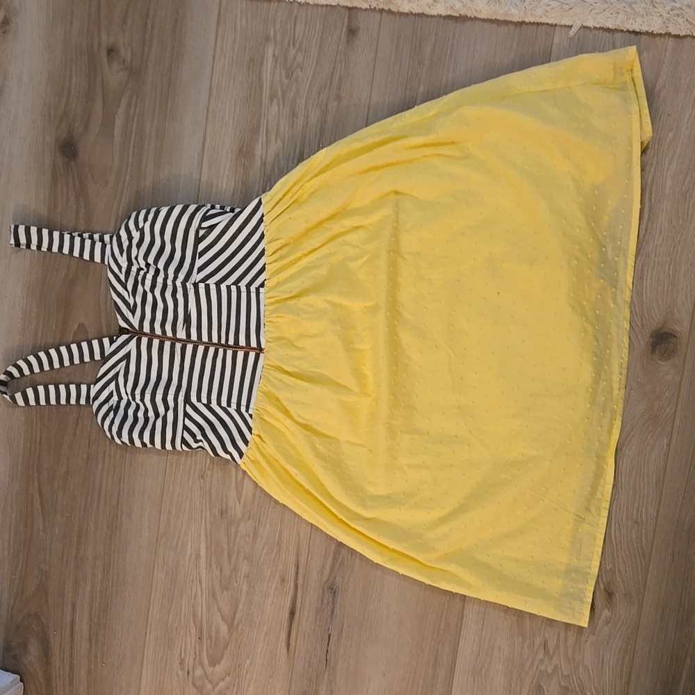Xhilaration Yellow With Grey And White Stripes Sundress